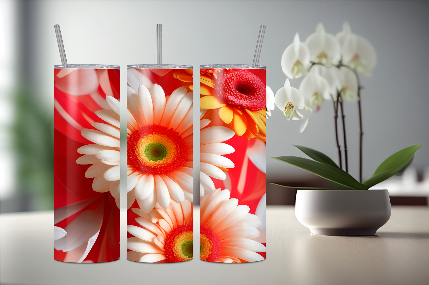 FLOWER DESIGN TUMBLERS