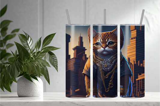 Brown Cat 5 Stainless steel tumbler