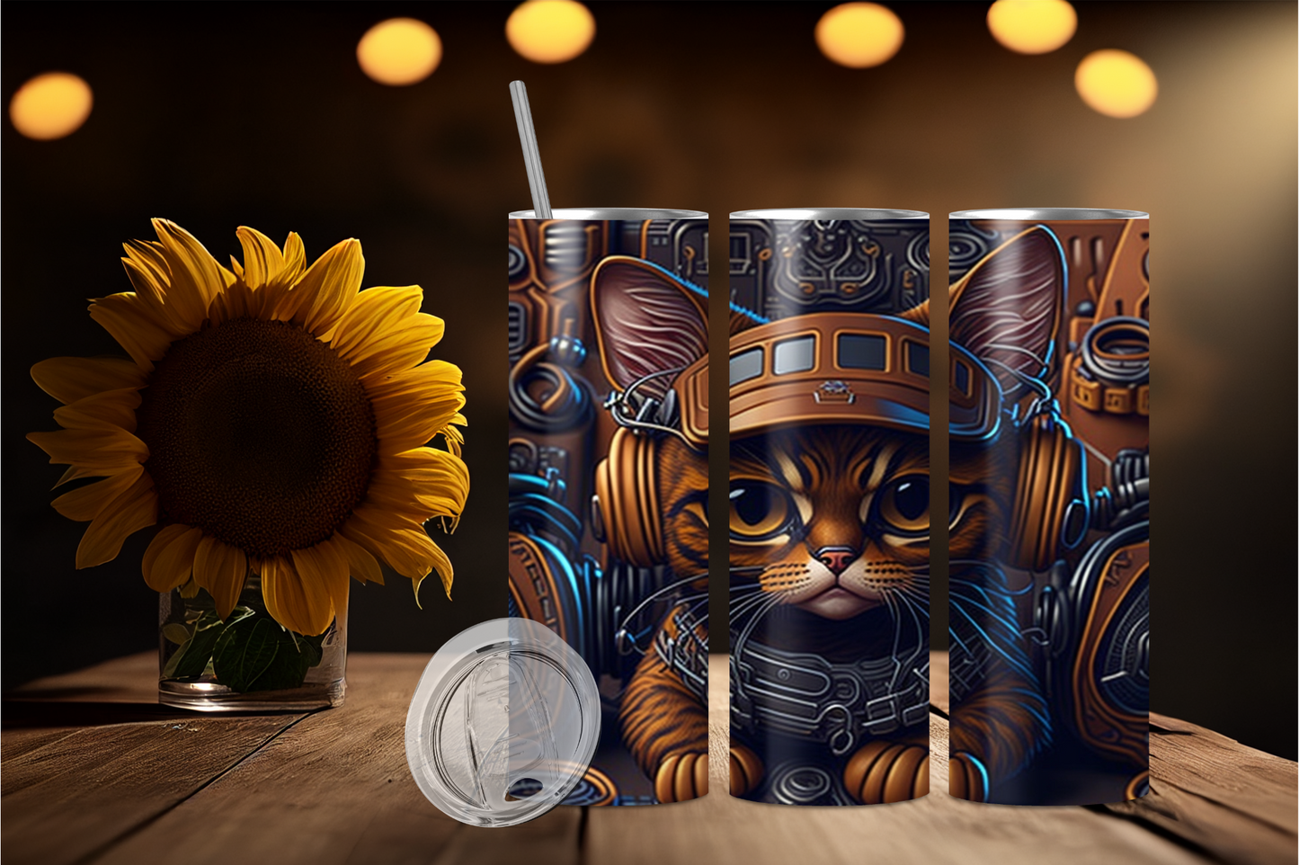 Brown Cat 2 Stainless steel tumbler