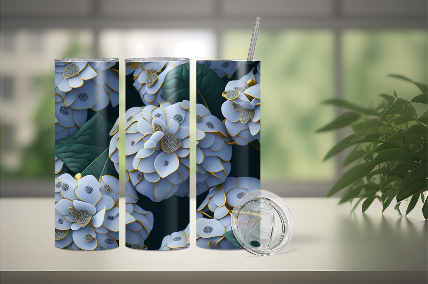 Hydrangea 1 Stainless steel tumbler