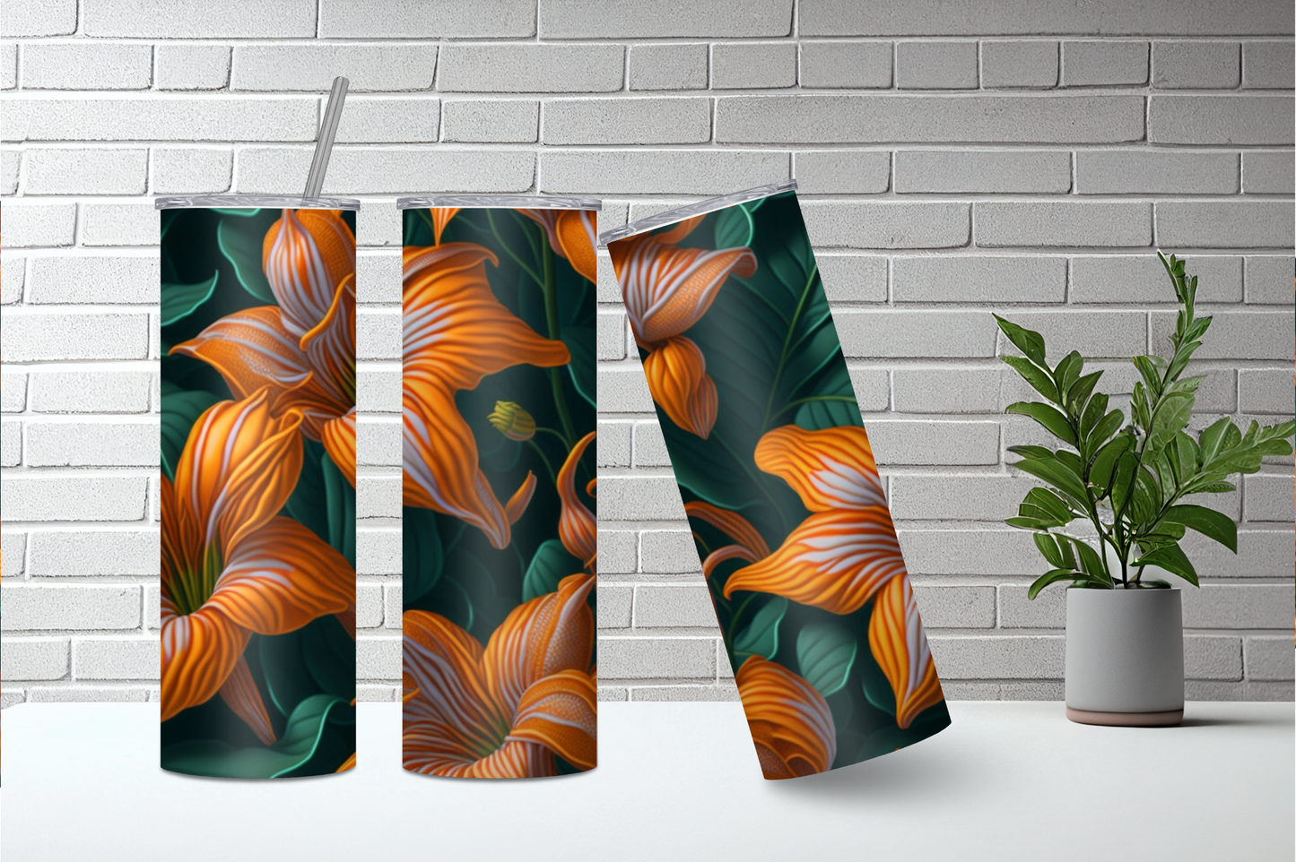 Lilies 1 Stainless steel tumbler