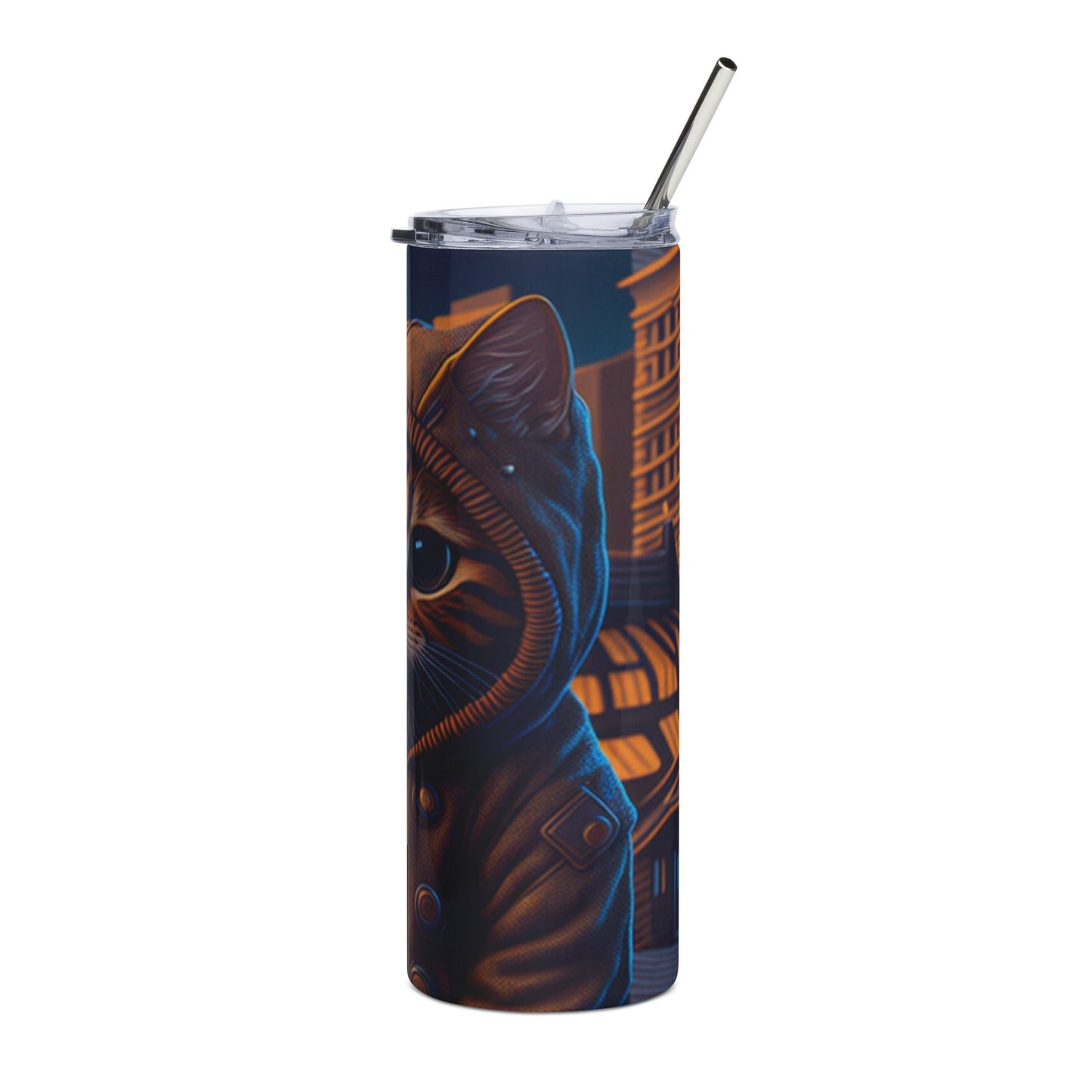 Brown Cat 3 Stainless steel tumbler