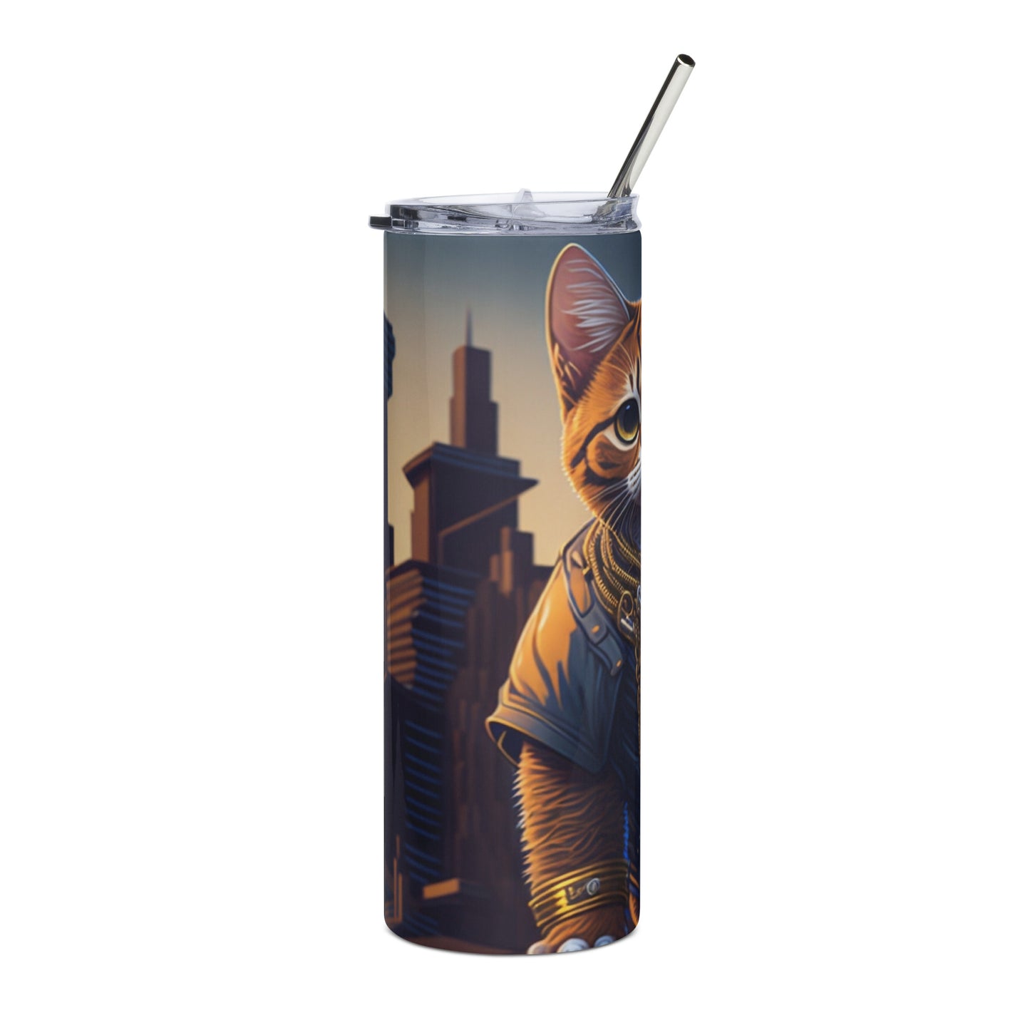 Brown Cat 5 Stainless steel tumbler