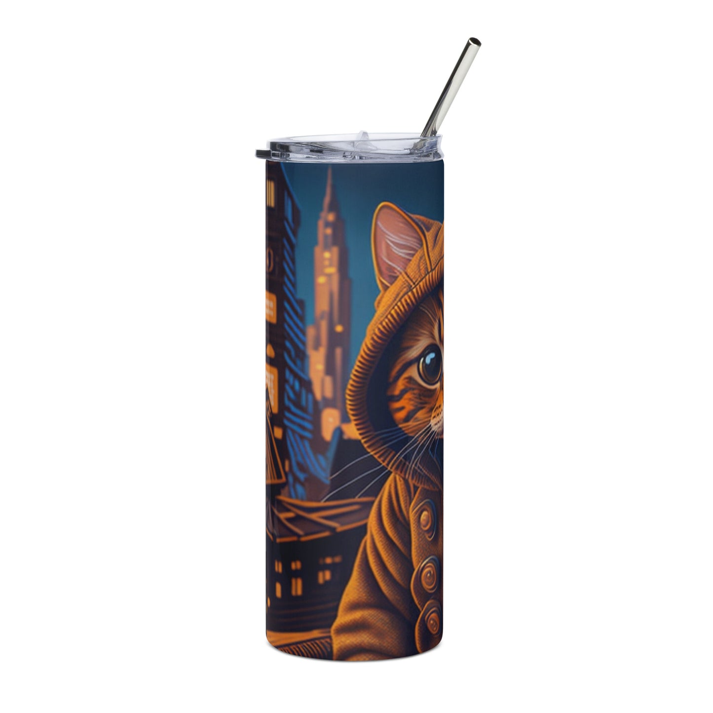 Brown Cat 3 Stainless steel tumbler